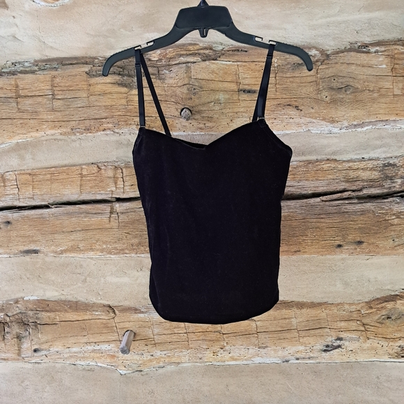 Susan Lucci Black Velvet Cropped Underwire Camisole Size 34D - Picture 1 of 6